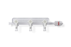 Medline Manifolds with Standard Handle - Right-Hand Orientation 500 PSI Manifold with Standard Handle in ON Position, Block Profile, 3 Ports - DYNJMAN03