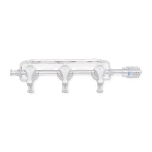 Medline High-Pressure Manifolds, Standard Handle - Right-Hand Orientation 550 PSI Manifold with Standard Handle in OFF Position, 3 Ports - DYNJMAN04HT