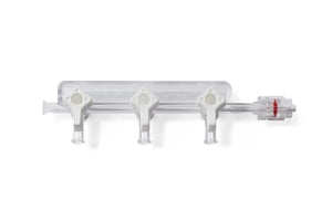 Medline Manifolds with Standard Handle - Right-Hand Orientation 500 PSI Manifold with Standard Handle in OFF Position, Block Profile, 3 Ports - DYNJMAN04