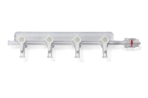 Medline Manifolds with Standard Handle - Right-Hand Orientation 500 PSI Manifold with Standard Handle in ON Position, Block Profile, 4 Ports - DYNJMAN05