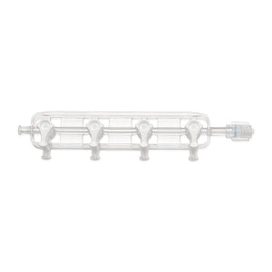 Medline High-Pressure Manifolds, Standard Handle - Right-Hand Orientation 550 PSI Manifold with Standard Handle in OFF Position, 4 Ports - DYNJMAN06HT