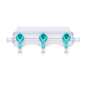 Medline Manifolds with All Female Posts - Universal Orientation 600 PSI Manifold with Curved Profile, Off to 4-way Handle Position, 3 Ports - DYNJMAN3OFF3