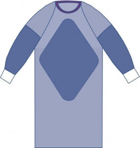 Medline Sterile Fabric- Reinforced Aurora Gowns with Raglan Sleeves - Aurora Fabric-Reinforced Gown with Raglan Sleeves, Sterile, Size XL - DYNJP2805