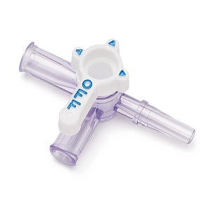 Medline Stopcocks, 3-Way Body Style - 3-Way Stopcock with Handle in Off Position, Luer Slip Fitting, 45 PSI - DYNJSC3MPFLS