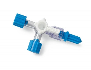 Medline 4-Way Stopcocks - High-Flow 4-Way 45 PSI Stopcock, Off Handle Position, Rotating Adapter, Male Collar Fitting - DYNJSC401