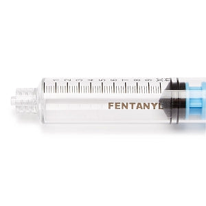 Medline High-Pressure Medication Colored Syringes, 10 mL - Sterile High-Pressure Pre-Labeled Fentanyl Syringe with Fixed Male Luer Lock Fitting, 10 mL, Blue - DYNJSYRFEN10B