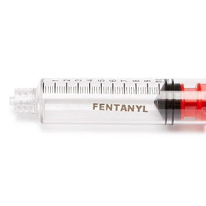 Medline High-Pressure Medication Colored Syringes, 10 mL - Sterile High-Pressure Pre-Labeled Fentanyl Syringe with Fixed Male Luer Lock Fitting, 10 mL, Red - DYNJSYRFEN10R