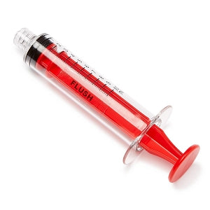 Medline High-Pressure Medication Colored Syringes, 10 mL - Sterile High-Pressure Pre-Labeled Flush Syringe with Fixed Male Luer Lock Fitting, 10 mL, Red - DYNJSYRFLS10R