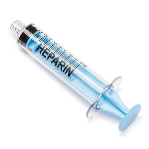 Medline High-Pressure Medication Colored Syringes, 10 mL - Sterile High-Pressure Pre-Labeled Heparin Syringe with Fixed Male Luer Lock Fitting, 10 mL, Blue - DYNJSYRHEP10B