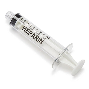 Medline High-Pressure Medication Colored Syringes, 10 mL - Sterile High-Pressure Pre-Labeled Heparin Syringe with Fixed Male Luer Lock Fitting, 10 mL, White - DYNJSYRHEP10W