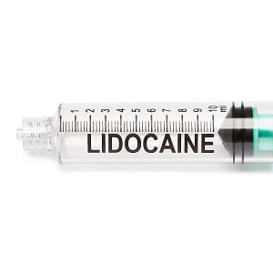 Medline High-Pressure Medication Colored Syringes, 10 mL - Sterile High-Pressure Pre-Labeled Lidocaine Syringe with Fixed Male Luer Lock Fitting, 10 mL, Green - DYNJSYRLID10G