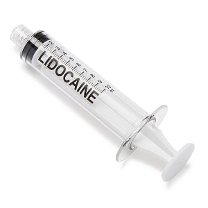 Medline High-Pressure Medication Colored Syringes, 10 mL - Sterile High-Pressure Pre-Labeled Lidocaine Syringe with Fixed Male Luer Lock Fitting, 10 mL, White - DYNJSYRLID10W