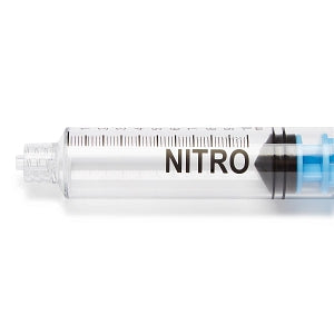 Medline High-Pressure Medication Colored Syringes, 10 mL - Sterile High-Pressure Pre-Labeled Nitro Syringe with Fixed Male Luer Lock Fitting, 10 mL, Blue - DYNJSYRNIT10B