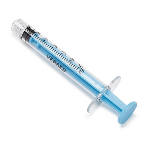 Medline High-Pressure Medication Colored Syringes, 3 mL - Sterile High-Pressure Pre-Labeled Versed Syringe with Fixed Male Luer Lock Fitting, 3 mL Blue - DYNJSYRVER3B