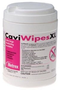 Metrex Research CaviWipes Disinfecting / Cleaning Wipes for VA Only - CaviWipes XL Surface Disinfecting Wipes, 9" x 12", 65 Wipes per Canister, VA Only - 13-1150