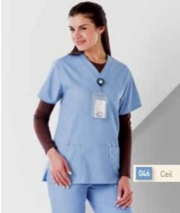 Encompass Group Fundamentals Ladies V-Neck Scrub Tops - Fundamentals V-Neck Scrub Top, Ceil Blue, Size S - 14000-046-S