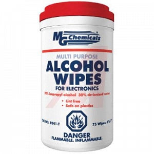 MG Chemicals Presaturated Isopropyl Alcohol Wipes - Isopropyl Alcohol Wipes, 75 Count - 70125552