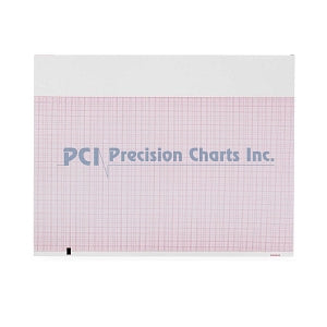 Precision Charts, Inc Recording Paper - Mortara Z-Fold ECG Chart Paper with Red Grid for ELI 250, 8.5" x 11" - 9100-026-01