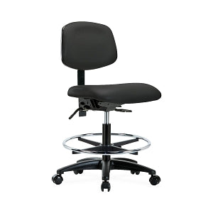 Ecom Seating Vinyl Medium Back Chairs - Vinyl Medium Back Chair, Black, Chrome Base, Foot Ring, Casters - VMBCH-CR-T0-A0-CF-CC-8540