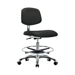 Ecom Seating Vinyl Medium Back Chairs - Vinyl Medium Back Chair, Black, Chrome Base, Foot Ring, Casters - VMBCH-CR-T0-A0-CF-CC-8540