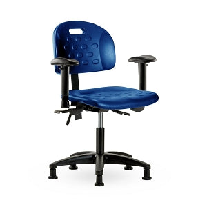 E Com Seating Newport Industrial Desk-Height Chairs - Newport Desk-Height Chair, Polyurethane, Adjustable Arms, Glides, Blue - HPDHCH-RG-T0-A1-RG-BLU