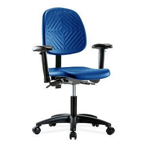 E Com Seating Polyurethane Desk-Height Chairs - Desk-Height Chair, Polyurethane, Medium Back, Seat Tilt, Arms, Casters, Blue - PDHCH-MB-RG-T1-A1-RC-BLU