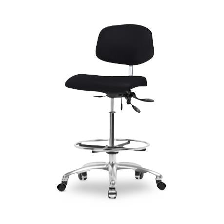 EO2 Concepts Class 100 Cleanroom Medium Bench-Height Chairs - Class 100 Cleanroom Medium Bench-Height Chair, Vinyl, Medium Back, Seat Tilt, Adjustable Foot Ring, Casters, Adobe White - NCR-VMBCH-CR-T1-A0-CF-CC-8501