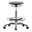 E Com Seatin, Inc. Huron Class 10 Clean Room High Bench-Height Stools - Huron Class 10 High Bench-Height Chair, Polyurethane, Chrome Foot Ring, Casters, Black - CLR-IPHBSO-CR-CF-CC-BLK