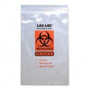 Elkay Plastics Reclosable 3-Wall Specimen Transfer Bags - Specimen Transfer Bag Printed with STAT, 3-Wall, Clear, 2 mil Thickness, 6 x 6 - LAB20606STAT