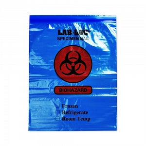 Elkay Plastics Reclosable 2-Wall Specimen Transfer Bag - Reclosable Specimen Bag with Biohazard Symbol, 2 mil Thickness, Blue Tint, 12 x 15 - LAB221215BE