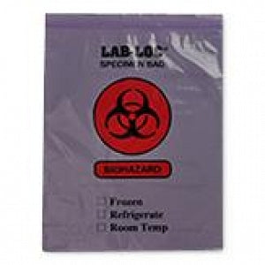 Elkay Plastics Reclosable 2-Wall Specimen Transfer Bag - Reclosable Specimen Bag with Biohazard Symbol, 2 mil Thickness, Purple Tint, 12 x 15 - LAB221215PU