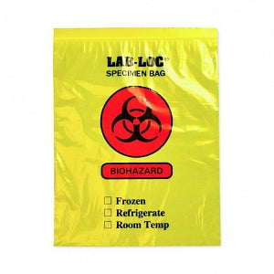 Elkay Plastics Reclosable 3-Wall Specimen Transfer Bags - Specimen Transfer Bag with Biohazard Symbol, 2-Wall, Yellow Tint, 2 mil Thickness, 12 x 15 - LAB221215YE