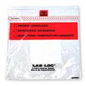 Elkay Plastics Lab Loc Biohazard Specimen Bags - Lab Loc Resealable Specimen Bag with Removable Biohazard Symbol and Absorbent Pad, 3-Wall Construction, 12" x 15", Clear - LABZ1215BA