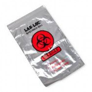 Elkay Plastics Lab Loc Biohazard Specimen Bags - Seal-N-Rip Resealable Specimen Bag, BIOHAZRD Printed, Perforated, 3-Wall Construction, 3" x 6", Red Tint - F20306SNR