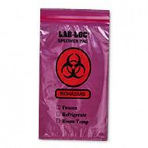 Elkay Plastics Reclosable 3-Wall Specimen Transfer Bags - Reclosable Specimen Transfer Bag with Biohazard Symbol, 3-Wall, Red Tint, 2 Mil Thickness, 6 x 9 - LAB20609RE