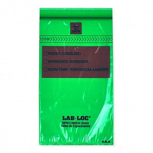 Elkay Plastics Lab Loc Biohazard Specimen Bags - Lab Loc Resealable Specimen Bag with Removable Biohazard Symbol, 3-Wall Construction, 6" x 9", Green - LABZ69GR