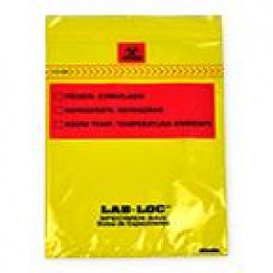 Elkay Plastics Lab Loc Biohazard Specimen Bags - Lab Loc Resealable Specimen Bag with Removable Biohazard Symbol, 3-Wall Construction, 6" x 9", Yellow Tint - LABZ69YE