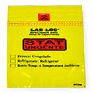 Elkay Plastics Lab Loc Biohazard Specimen Bags - Lab Loc Resealable Specimen Bag with Removable Biohazard Symbol, 3-Wall Construction, 6" x 9", STAT-Printed, Yellow Tint - LABZ69YST