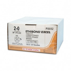 Ethicon Ethibond-Excel Sutures - SUTURE, ETHIBND-EX, GRN, 2/0, 10-30, V-5, VA - 10X52