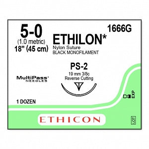 Ethicon Nonabsorbable Suture - SUTURE, PLIABILIZED, MONO, 5/0, 18, PS-2, VA - 1666G