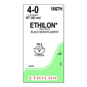 Ethicon Nonabsorbable Suture - SUTURE, PLIABILIZED, MONO4/0, 18, PS-, VA - 1667H