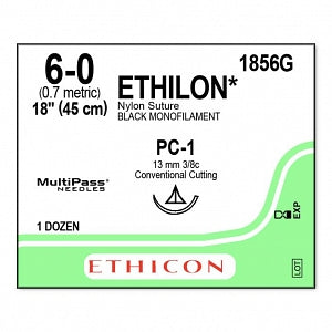 Ethicon Nonabsorbable Suture - SUTURE, PLIABILIZED, MONO, BLK, 6/0, 18, VA - 1856G