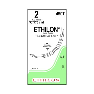 Ethicon Ethilon Nylon Sutures - SUTURE, ETHILON, MONO, BLACK, 2, 30, LR, VA - 490T