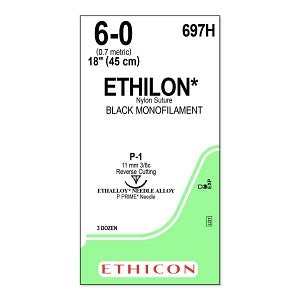 Ethicon Nonabsorbable Suture - SUTURE, PLIABILIZED, MONO, BLK, 6/0, P-1, VA - 697H