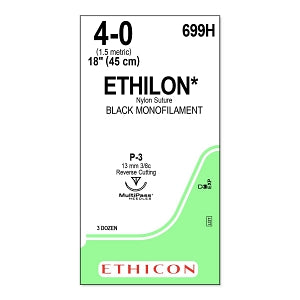 Ethicon Nonabsorbable Suture - SUTURE, PLIABILIZED, MONO, BL, 4/0, 18, P-3, VA - 699H