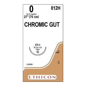 Ethicon Surgical Chromic Gut Sutures - SUTURE, 0 27 CHROMIC GUT, CT-1, VA - 812H