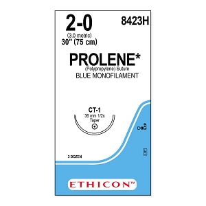 Ethicon Prolene Blue Needled Sutures - SUTURE, PROLENE, MONO, BLUE, 2/0, 30, CT-1, VA - 8423H