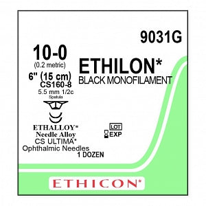 Ethicon Ethilon Nylon Sutures - SUTURE, ETHILON, MONO, BLK, 10/0, 6, 160-8, VA - 9031G