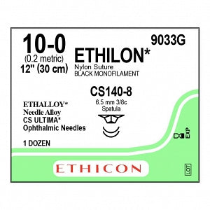 Ethicon Ethilon Nylon Sutures - SUTURE, ETHILON, MONO10/0, 12, CS140-8, VA - 9033G