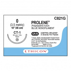 Ethicon Prolene Blue Needled Sutures - SUTURE, PROLENE, BLUE, 0, 8-18, CT-1, VA - C821G